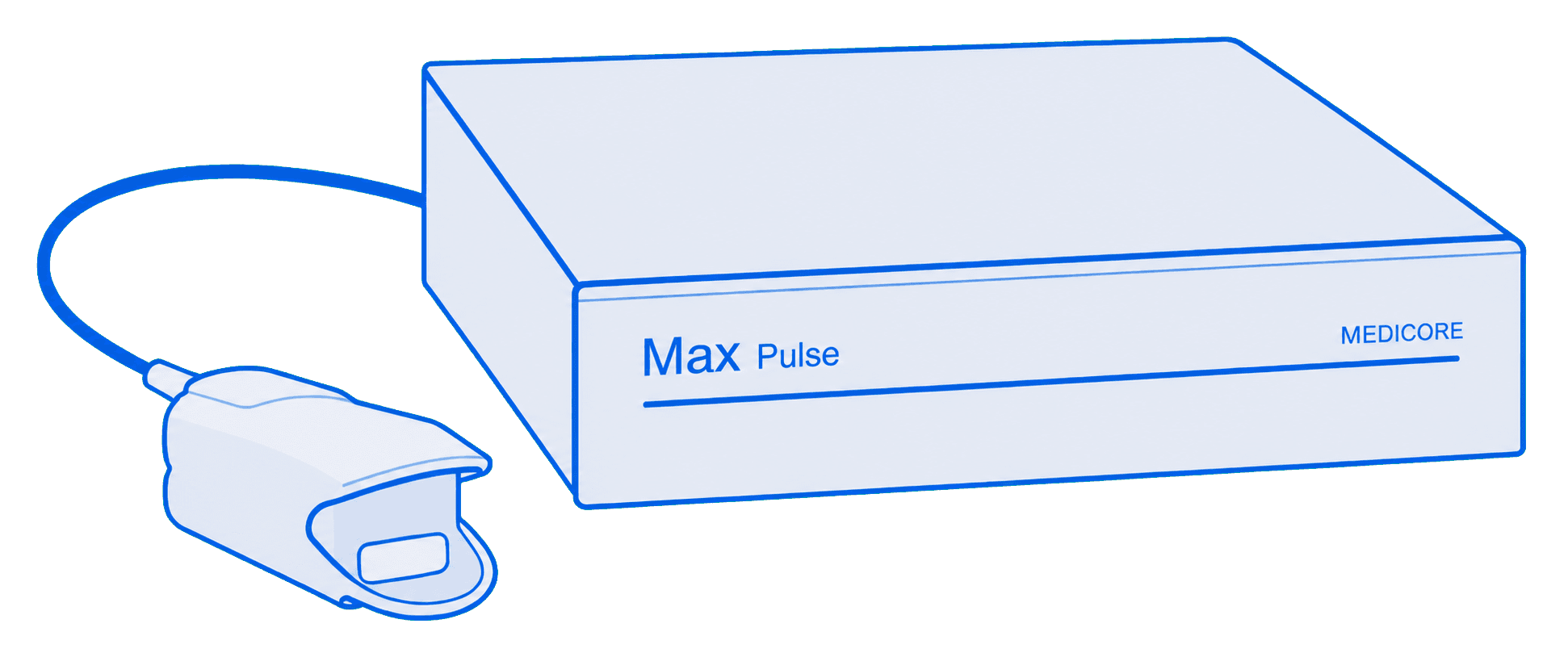Ilustrace přístroje Max Pulse se sondou na prst